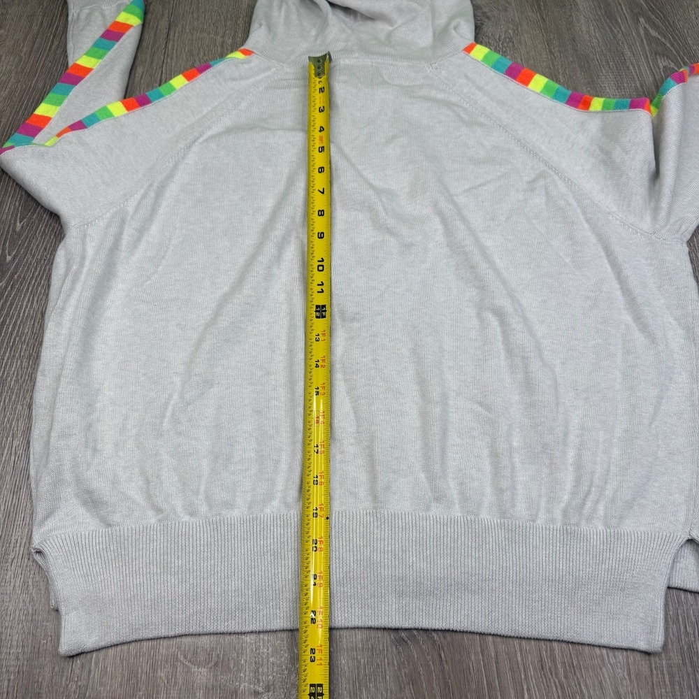 Whisper By Brodie Fine Cashmere Womens Gray Rainbow Stripe Full Zip Hoodie Sz L - Picture 9 of 11